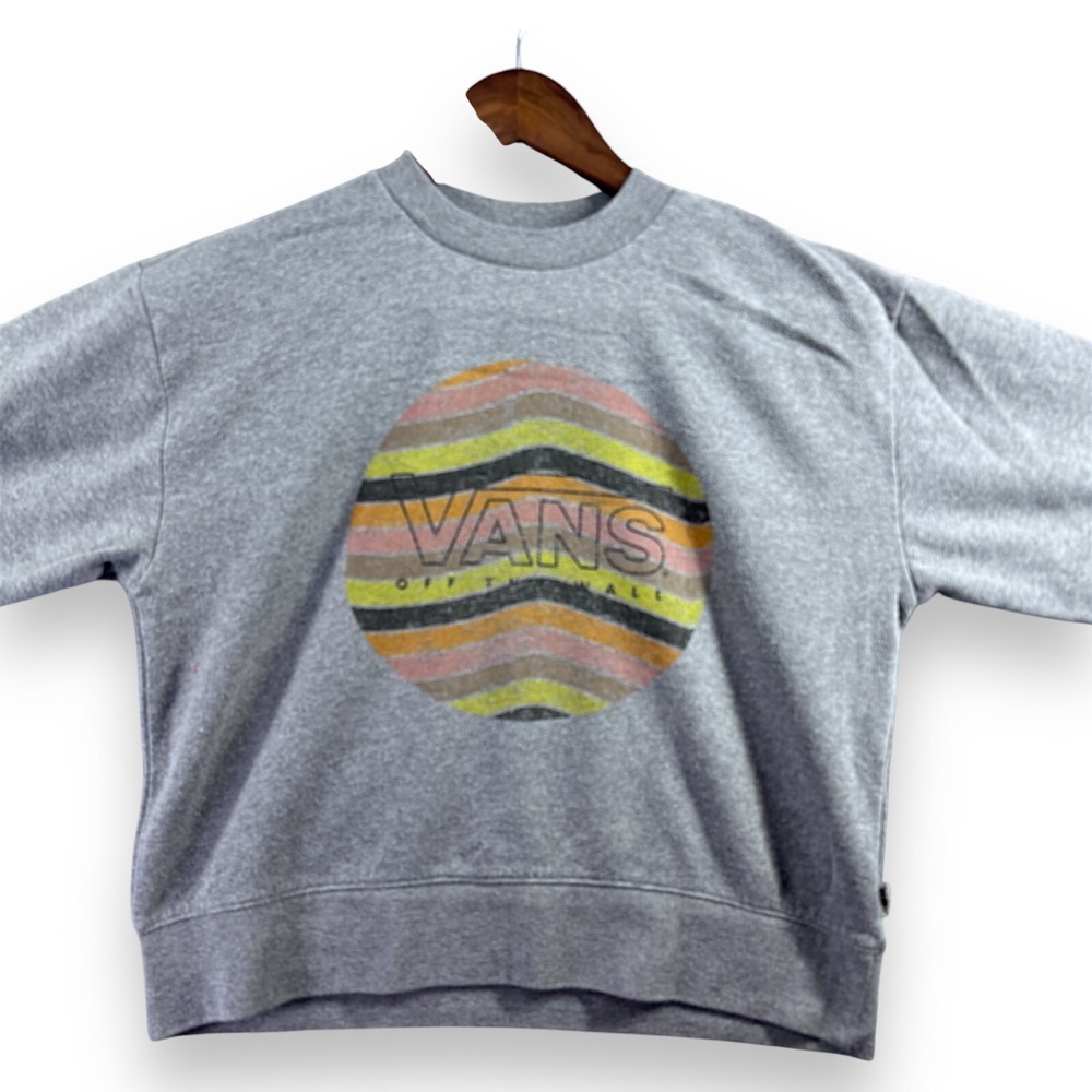 Vans Womens Sweater Size Extra Small XS Gray Logo Vans Off The Wall Long Sleeve